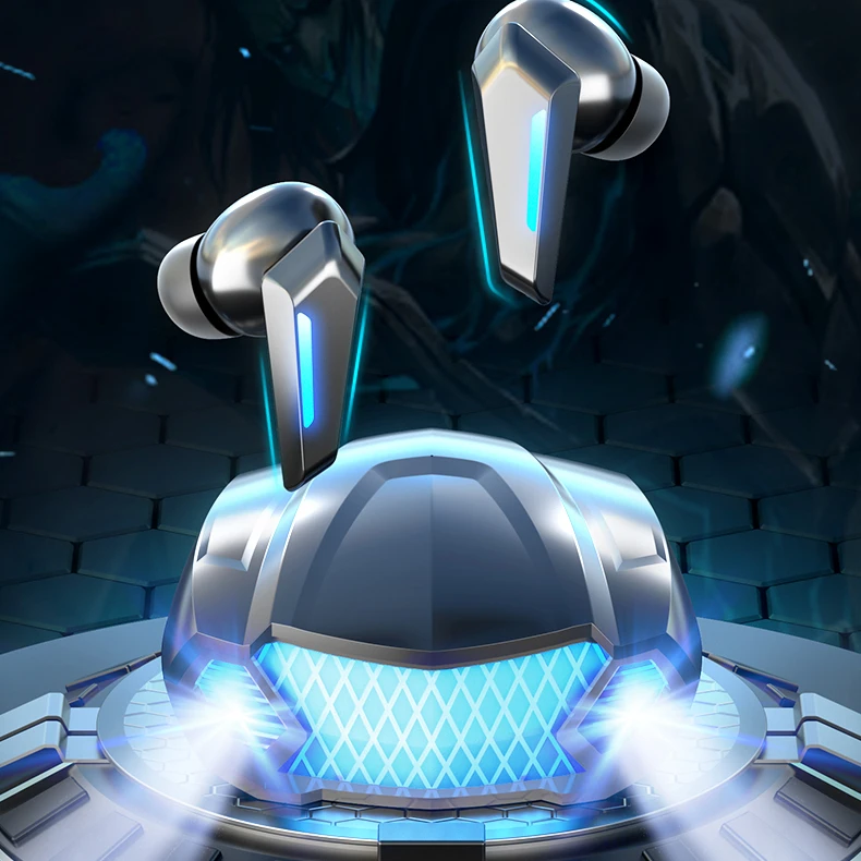 Wireless Waterproof Game Earbuds TWS Stereo Blue tooth Earphones BT 5.2 In-ear Headphones with LED Breathing Light Touch Control