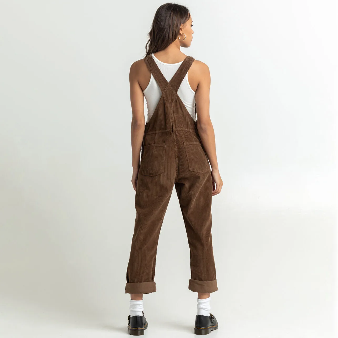 Custom Solid Loose Casual Cargo Sweatpants Jumpsuit Brown Corduroy Retro Baggy Suspender Trousers Cotton Pants Overalls Women