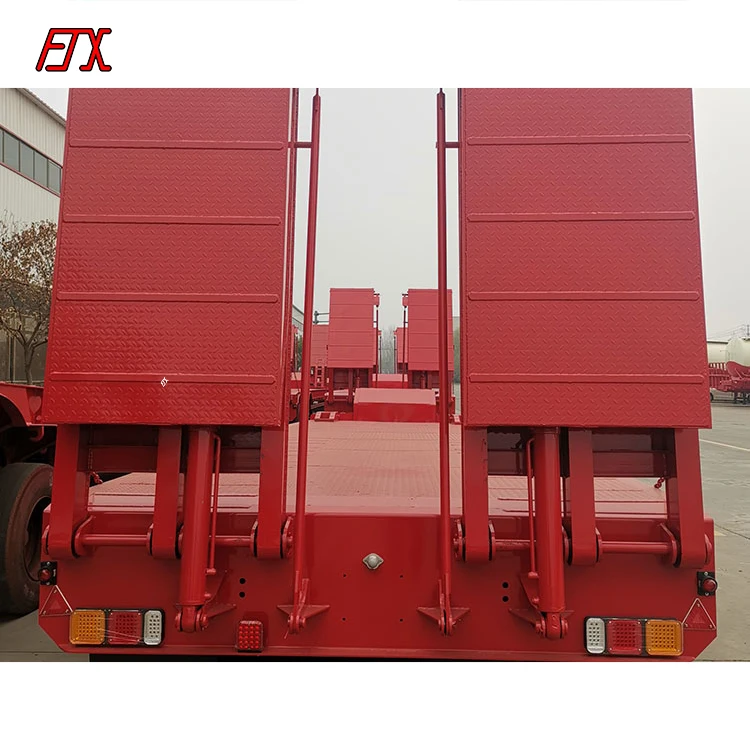 Hydraulic telescopic 3-axle 40t 50t 60t low flat trailer 4-axle 3-axle semi-trailer