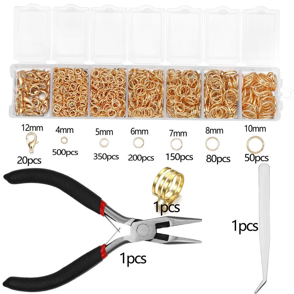 XuQian Open Jump Rings and Lobster Clasps Jewelry Findings Kit with Pliers for DIY Making