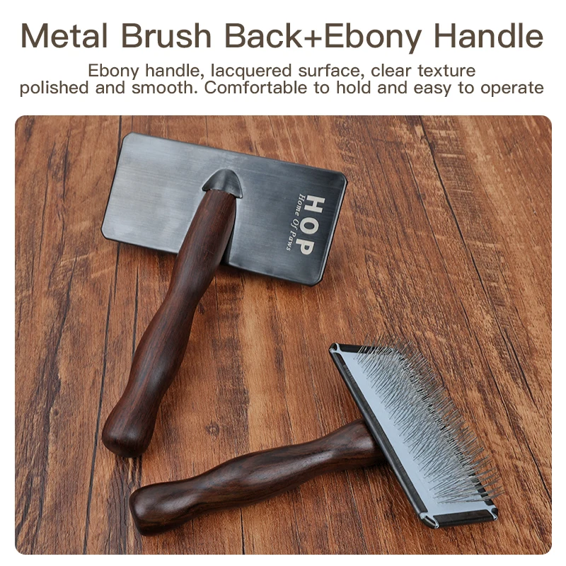 Ebony wood dog cat detangle slicker brush remove dog hairs pet comb for pets