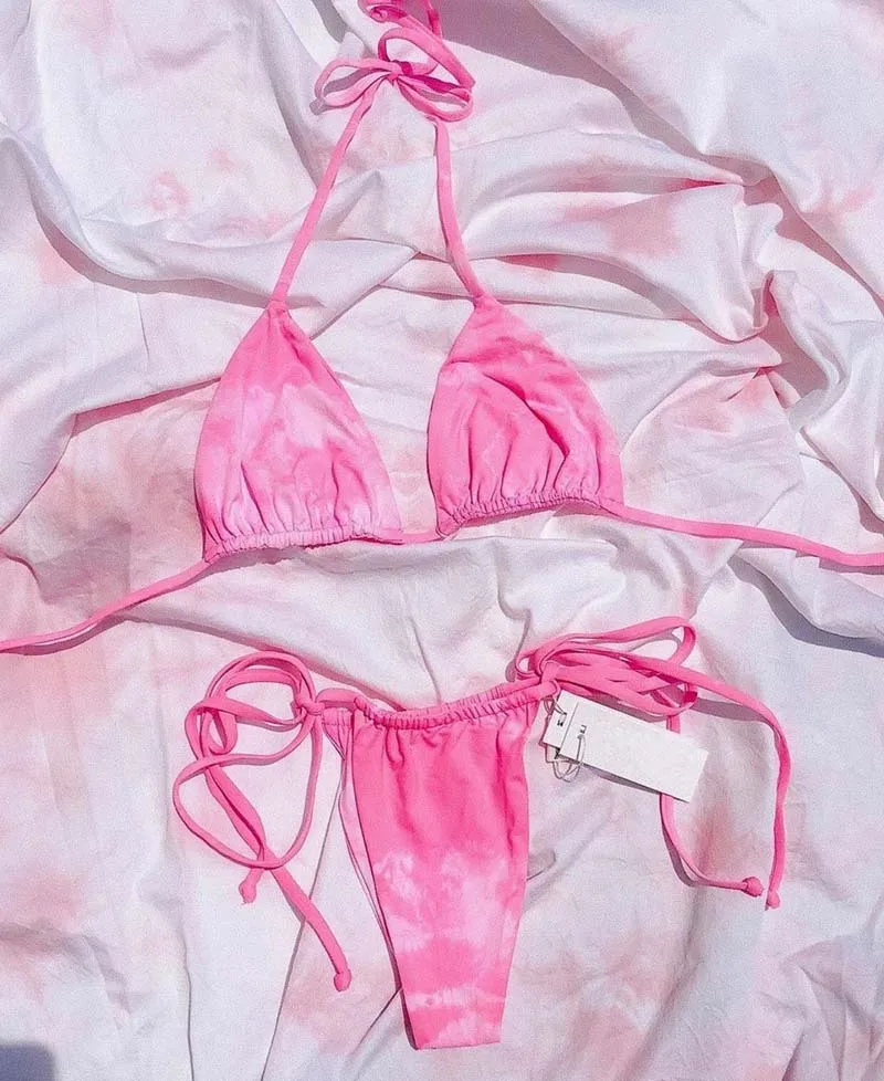 Cowinner женские бикини на завязках Набор Треугольный купальный костюм с высокой талией, купальник из двух частей