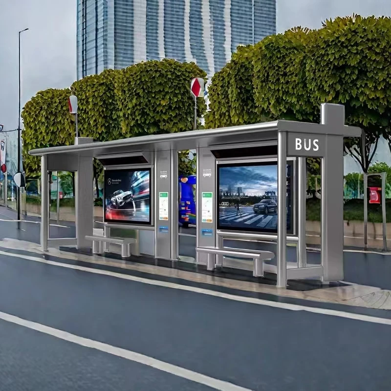 Steel rail guard for bus station bus station shelter led sign bus station ac Use waiting rest stops on city streets