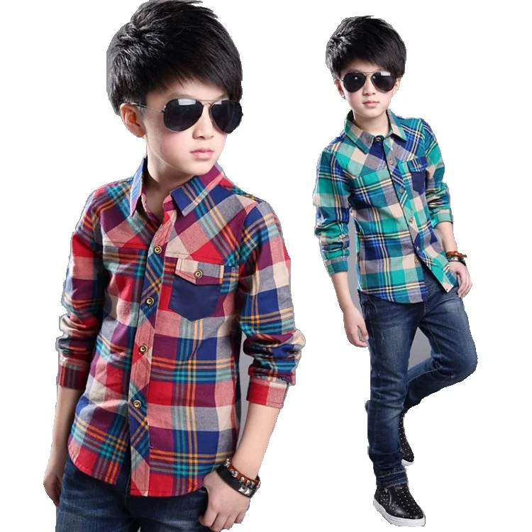 Boys Shirt Long Sleeve Blouses for Children Kids Clothes Baby Boy Plaid Shirt Jackets Casual Kids Clothing
