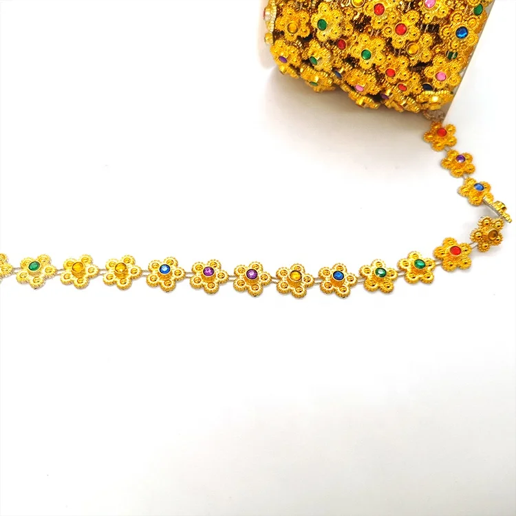 wholesale multicolor crystal cup chain ss6 ss8 ss24 flower transfer diamond rhinestone roll for india ethnic clothing
