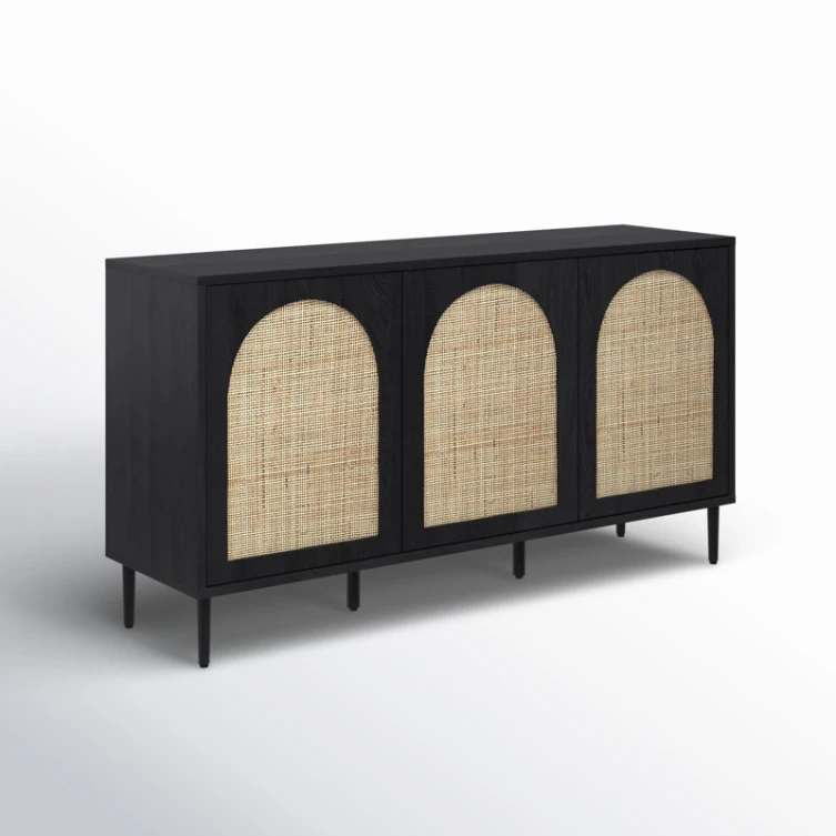 24 Years Factory Direct Farmhouse Storage Rattan Wide Sideboard with Adjustable Shelves