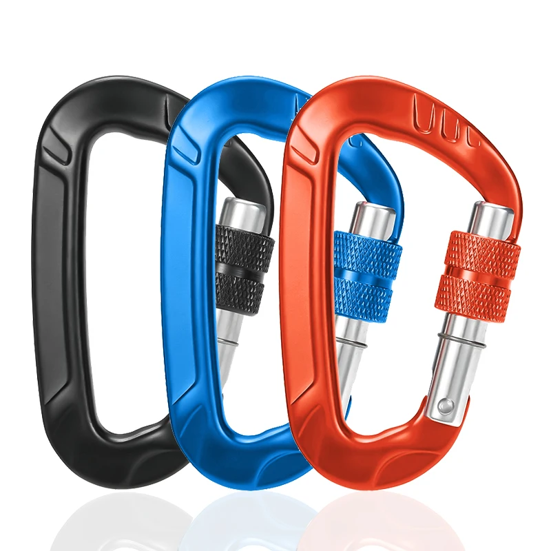 JRSGS 12kN Carabiner Aluminium Screw Locking Hammock Light Weight Clips Snap Hook Outdoor Camping S7803