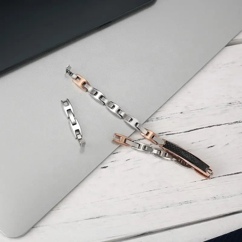 OEM Jewelry Factory Carbon Fiber Bracelet Homme Ceramic 316 Stainless Steel Bracelet Men