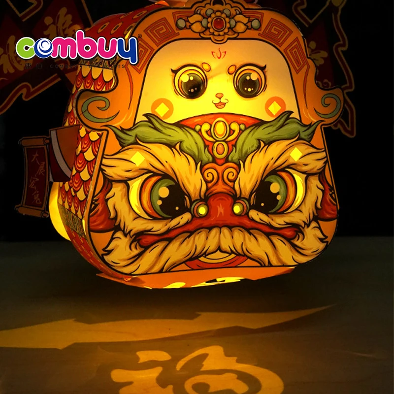DIY assembly handheld portable festival cartoon chinese paper lantern with light