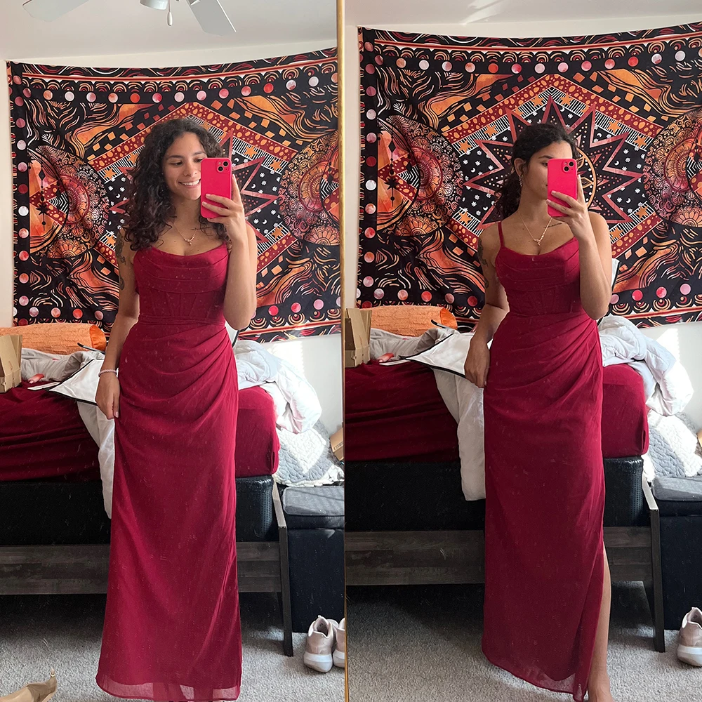 TEENYEE New Arrivals Chiffon slip corseted Floor Length Green Elegant Party Dress Bridesmaid Dresses Wedding