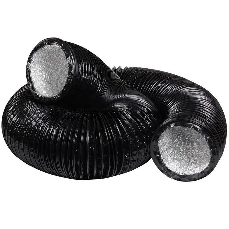 4 inch Flexible Black  PVC Aluminum Ducting Dryer Vent Hose tubing Pipe for HVAC system Ventilation