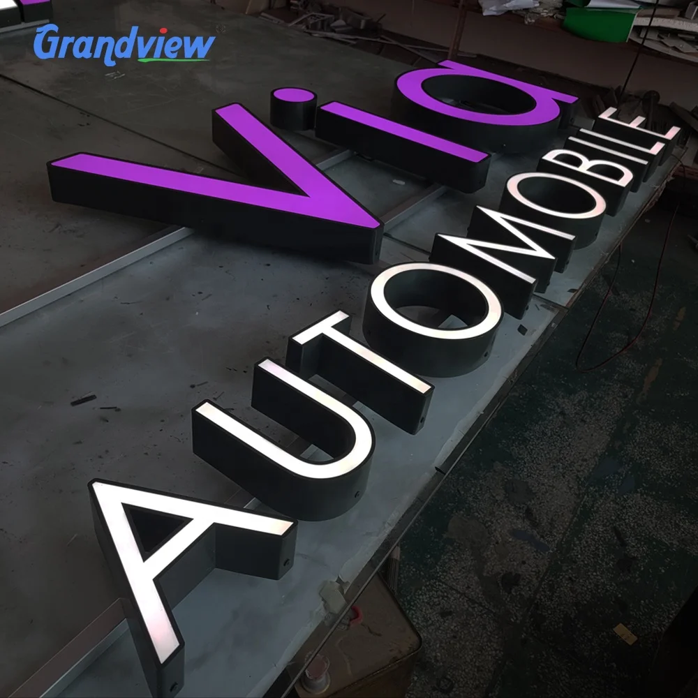Grandview store sign led letter custom metal storefront outdoor led front sign 3d shop business custom led sign