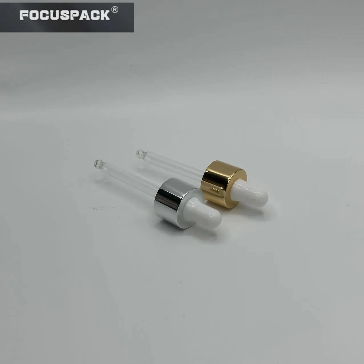 Classical din 13/415 din 18/410 din 18 / 415 glass dropper with pipette smooth aluminium collar