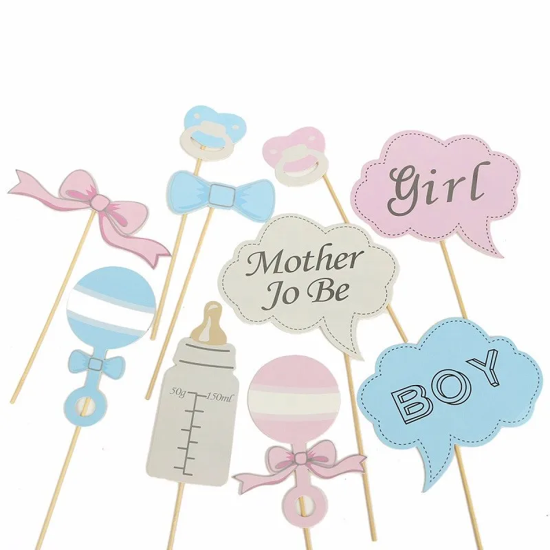 Spot Baby Shower 25-piece Set Blue/pink Boy or Girl DIY Photo Props Baby Gender Reveal Gift First Birthday Favor Photo Props