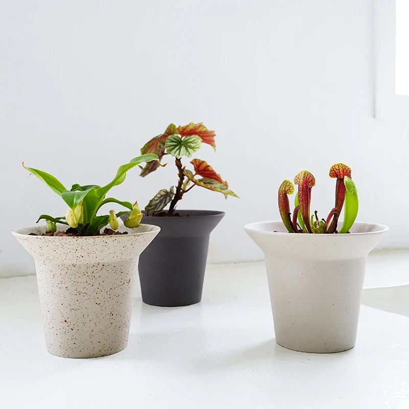 Modern design round ceramic flower pot with hole for home garden decor