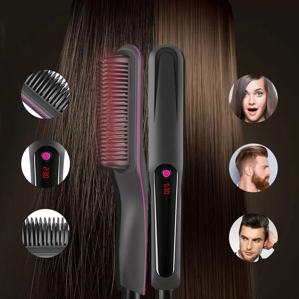 Amazon Hair Straightener Beard Curling Iron Comb Cepillo Para Cabello Electric Massage Curler Stijltang Hair Straightening Brush
