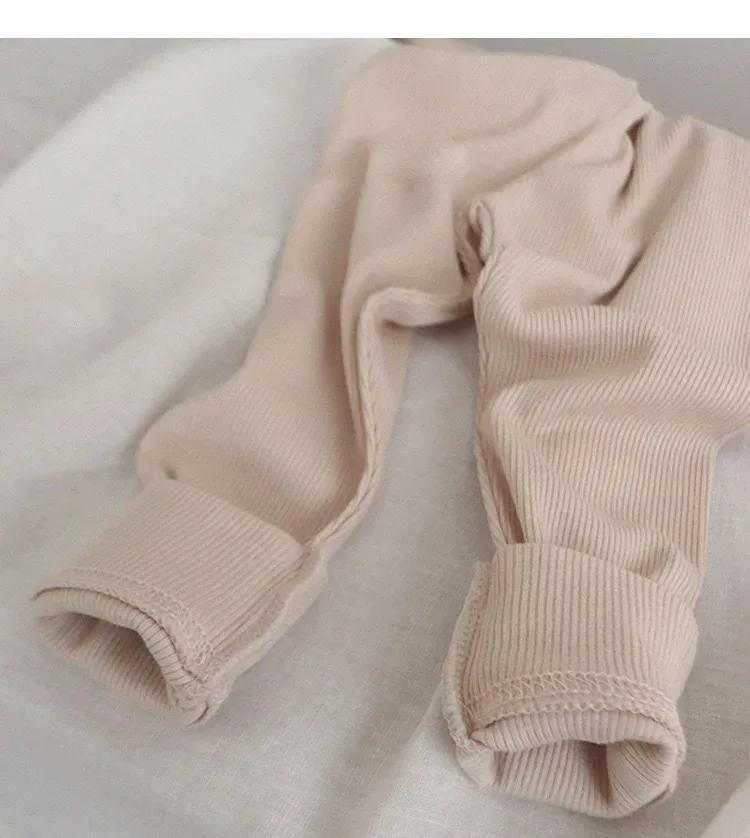 Spring Cotton Children Clothing for Boys and Girls with Solid Long Sleeved Top + Pants Two Piece Home Furnishing Babys Set