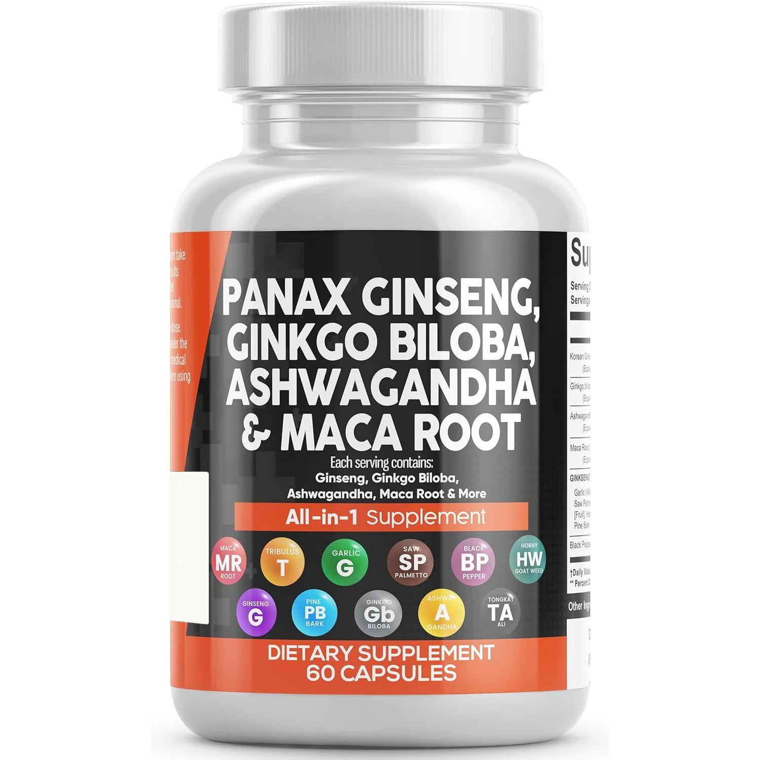 Biocaro Best Selling Korean Ginseng Capsules with Ginkgo Biloba Maca Root and Ashwagandha Capsule for Energy Support