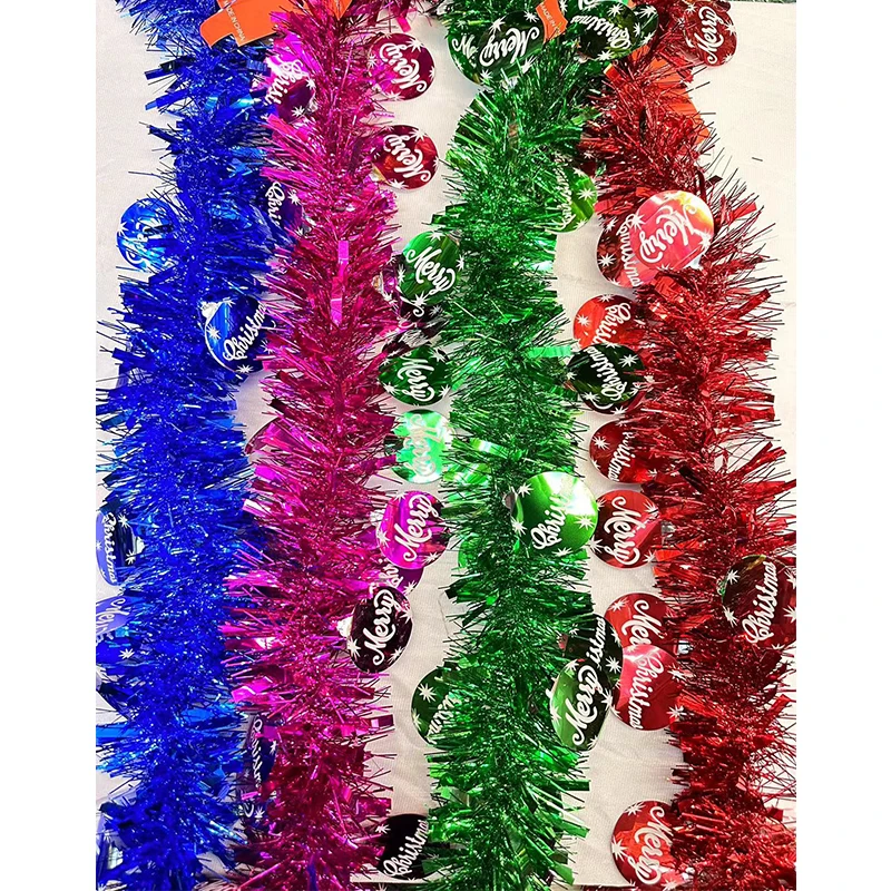 High Quality Indoor Coloful Strips Tinsel Garland Hanging Christmas Decorations Party Wall Background Decor