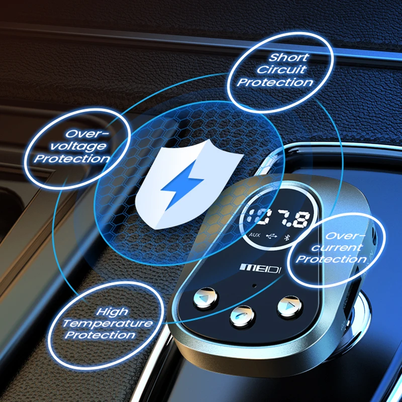 Dual USB Port Charger Handsfree Call Car Charger Wireless BT FM Transmitter Radio Receiver Mp3 Audio Music Stereo Adapter CN;GUA