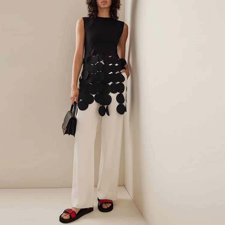 Manufacturer 2023 Summer Custom OEM Custom Sleeveless Back Zipper custom Tassel Office Lady Fashion Top Dress