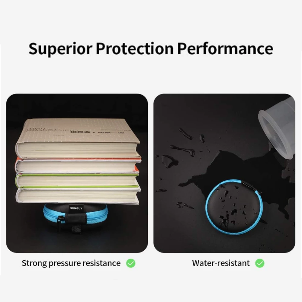 PU leather EVA cases with zipper cover round earphone protective Special Purpose Bags,USB Cable SD Cards Storage Bag