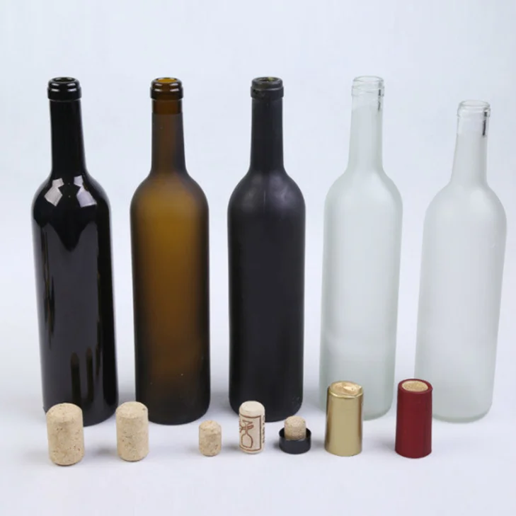 Cheap empty 750ml colored round liquor bottle glass red wine bottle wholesale