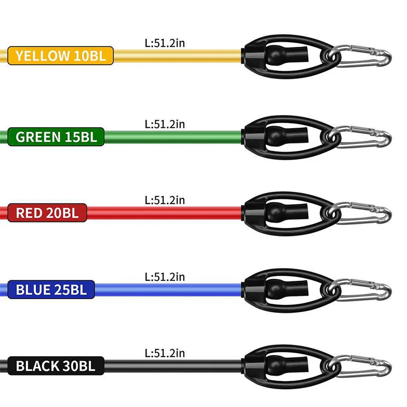 
High Quality Fitness Equipment Pilates Tubes 11 Piece Set Elastic Bands Gym Workout Resistance Bands 