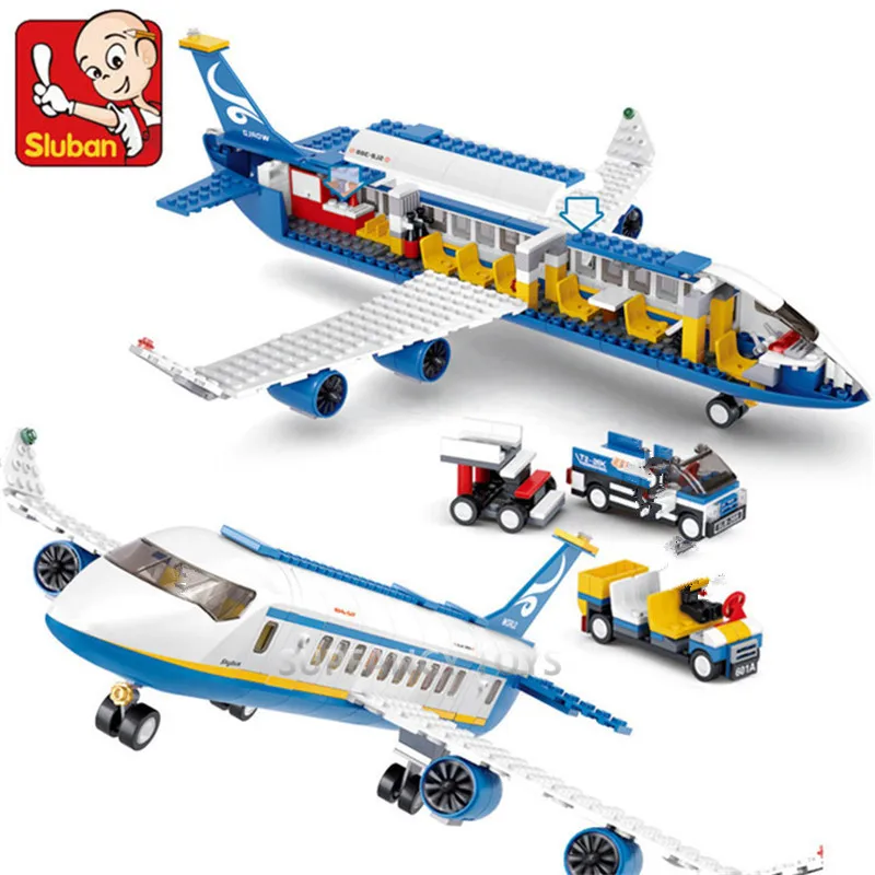 
sluban 0366 463Pcs City Airport Airbus Aircraft Airplane Plane Brinquedos Avion Building Blocks Bricks Toys for Children 