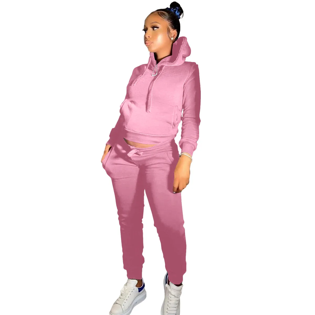 Wholesale Women Jogger Suit Long Sleeve 2 Piece Outfit Hoodie Plus Fleece For Women