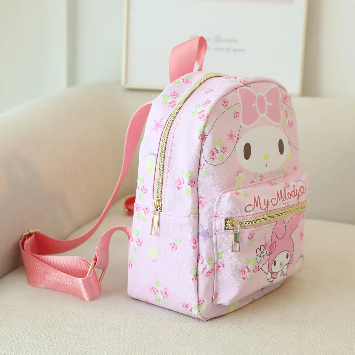 Hot Sale New Products Kids School Bags PU Leather Custom Printed Backpack Kuromi Kitty My Melody Fashion Cartoon Shoulder Bags