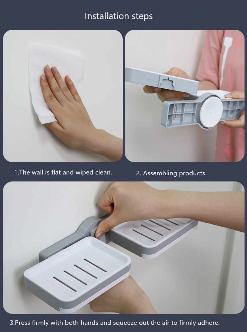 Wholesale Bar Soap Holder for Shower Wall, Vacuum Suction Cup Soap Holder with Drain for Shower Bathroom Kitchen, White