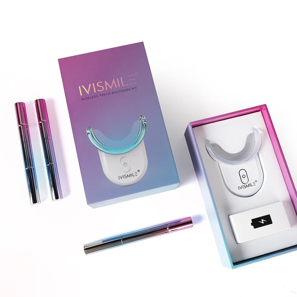 IVISMILE Wholesale OEM LED light Portable Home Dental Europe Best Teeth Whitening Kit Package