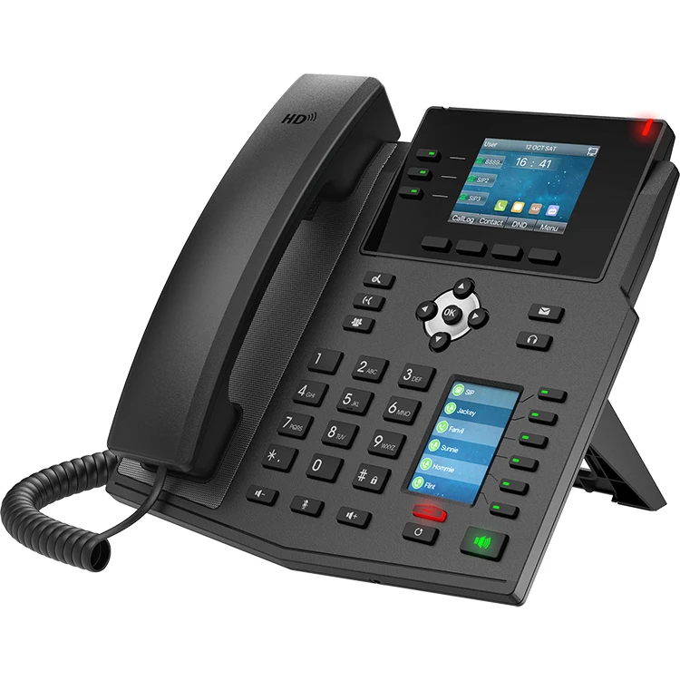 X6U Enterprise IP Phone High-End with 20 SIP Lines - HD Voice- Dual Gigabit Port PoE Integrated