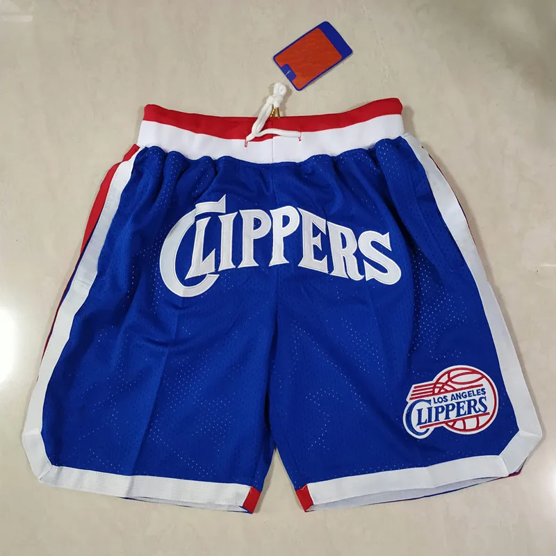 America USA 30 Teams Breathable High Quality Men Mesh Shorts Embroidered Pocket Basketball Shorts