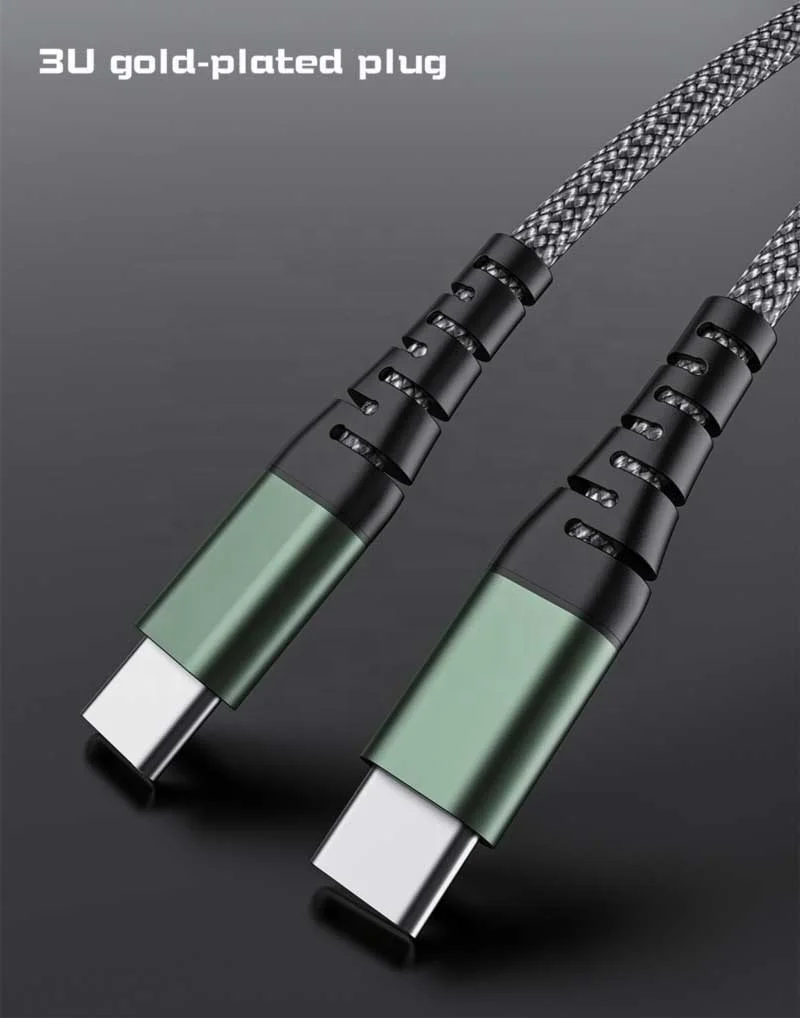 cantell New design 100W Type C Cables 5A Metal USB Data Charging Cable 3A 60W Android Nylon USB Cable For ios Laptop Mobile