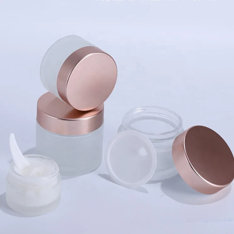 Portable frosted 5G 10G 15G 20G 25G 30G 50G 60G 100G cream glass jars for bright or matte rose gold cover