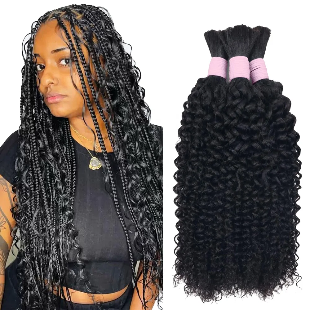Water Wave Curly Bulk Virgin Human Hair for Braiding Micro Deep Wave Braiding Hair No Weft 100%  Raw Vietnamese Hair Extensions