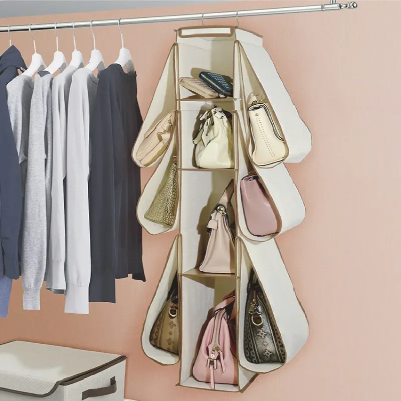 Dust Proof Wardrobe Closet Storage Bag Hanging Bag Wall Detachable Tote Bag Hanging Handbag Purse Organizer