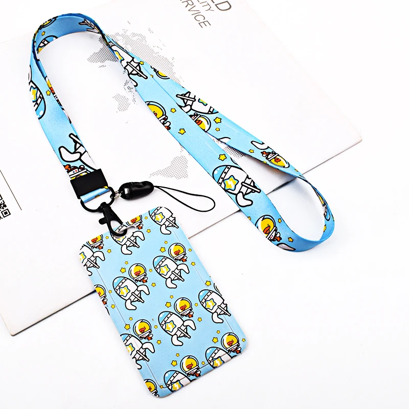 Colorful Cute Bus Card Cover School Students ID Card Holder Set Work Case Holder with Lanyard