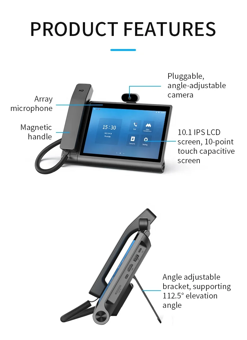 OEM ODM Office School Hospital Business 10 Inch Smart Android IP WiFi Wireless VoIP POE SIP Video Telephone
