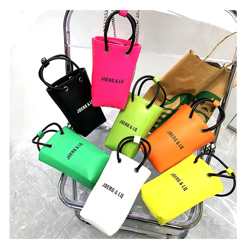 
Women Chains Shoulder Bag Trend Fluorescent Color Bag Woman Small Shoulder Bags Fashion Letter Handbag 