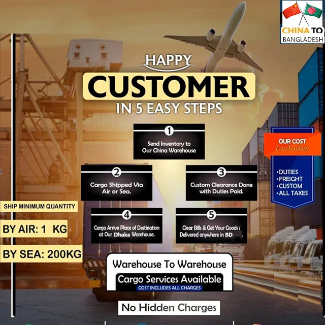 China to Bangladesh and Pakistan Door to Door Cargo Service By Air By Sea China Shipping Agent International Freight Forwarder