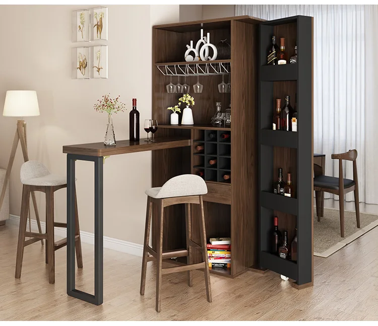 Extendable Bar Wine Storage Cabinet Design Wood Multi-layers Modern Standard Foldable Furniture Panel Furniture Living Room Wood