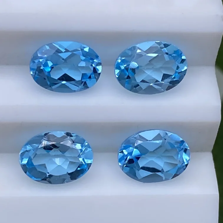 Oval Shape 11x9mm~20x15mm Good Quality Loose Gemstones natural raw topaz stone price  Jewelry Making Natural Swiss Blue Topaz