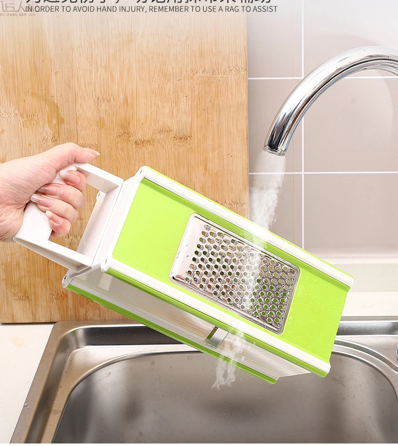 Kitchen Tool 4-Sided Grater Chopper 5 in 1 Square Shredding Machine Potato Chipper French Fry Cutter