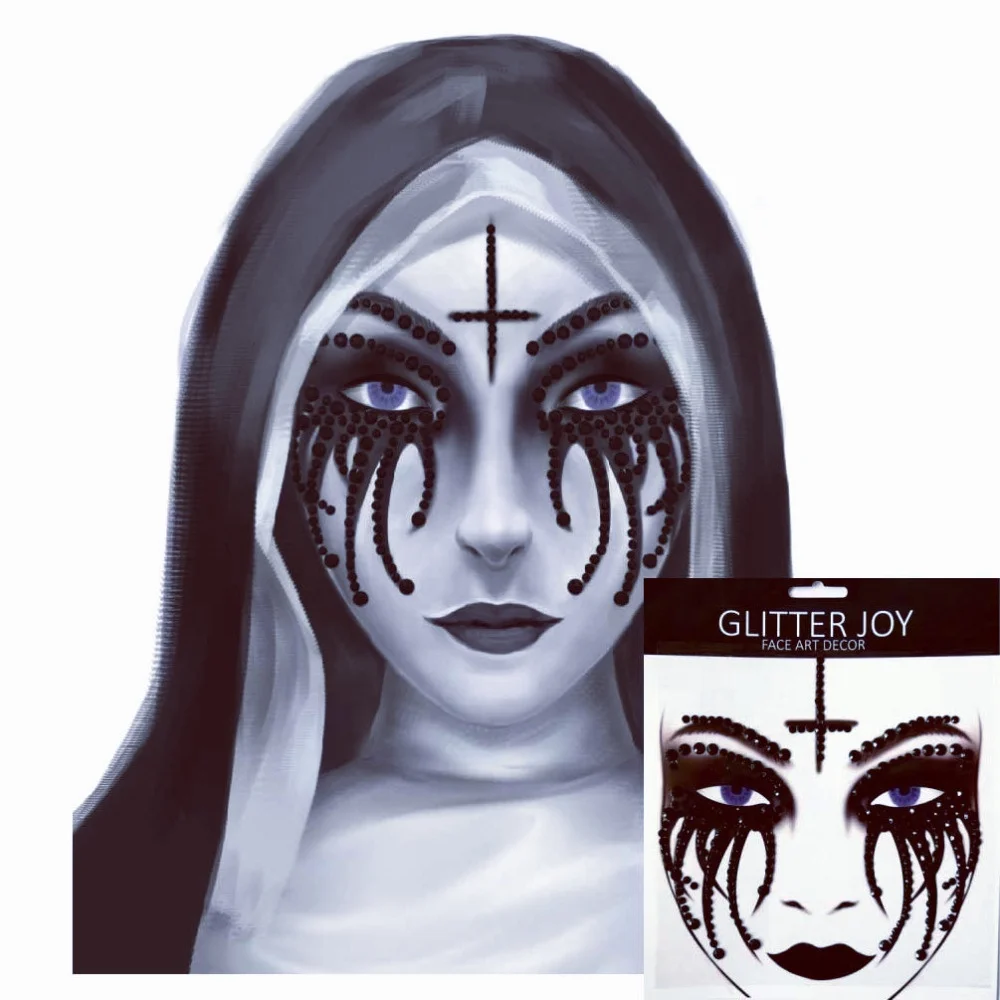 Wholesale Full Music Festival Face-Gems Ghost Skeleton Adhesive Face Jewels Rhinestone Crystal Stickers for Halloween