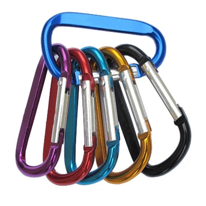 HXY 48*24.5*4MM Custom No MOQ Cheap D Shape Flat Side Aluminum Carabiner Hook Carabiner Keychain For Camping, Holding, Keychain