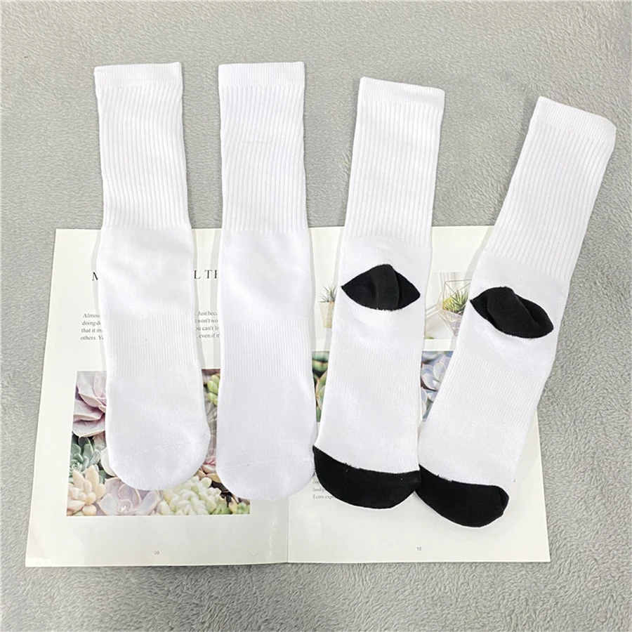 2022 Hot Selling Sublimation Custom Logo White Blank Printed Polyester Socks Blank White Tube Sock for Sublimation