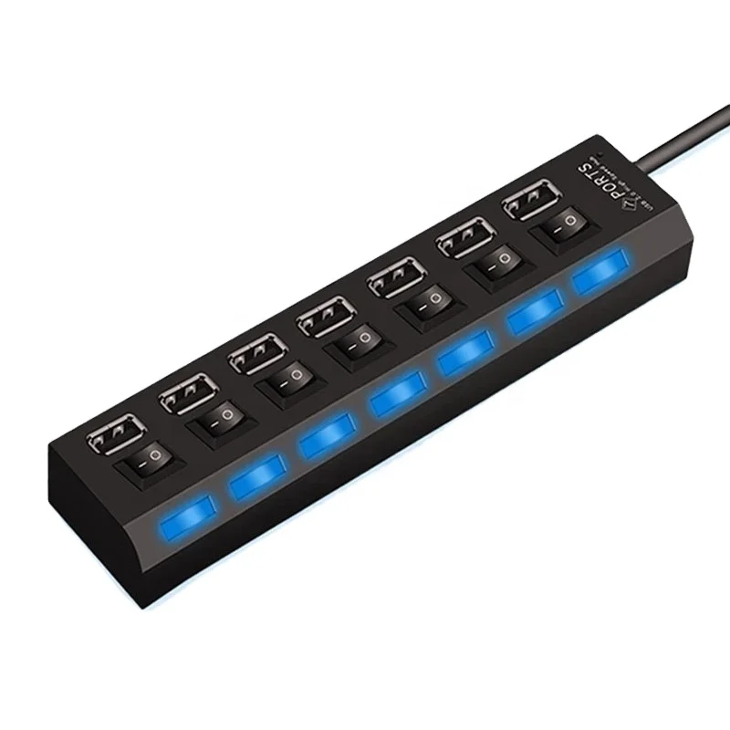 USB hub to 7 ports with buttons on and off Individual Switch USB 2.0 splitter USB hub